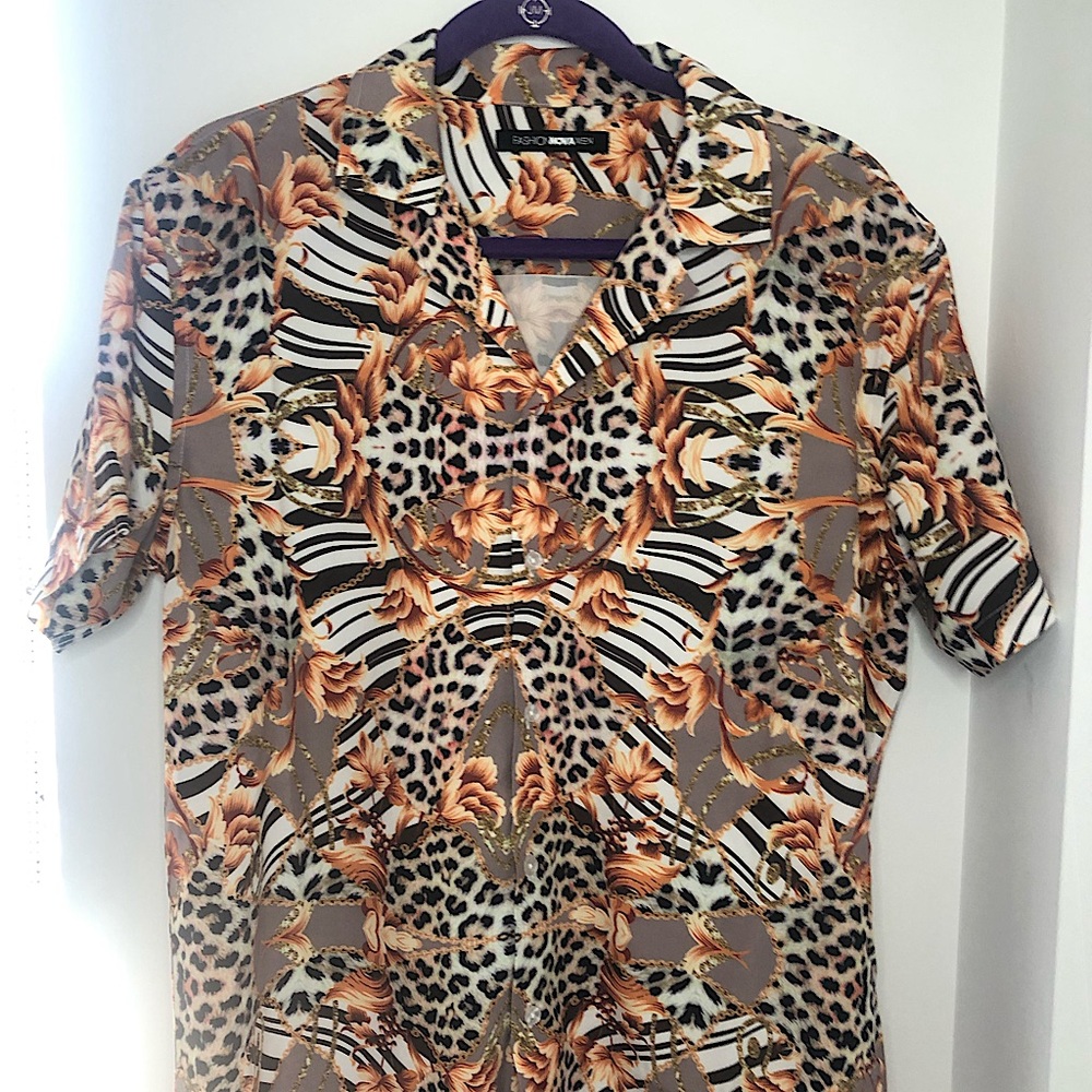 Fashion Nova Men  Short Sleeve Button-Up Shirt